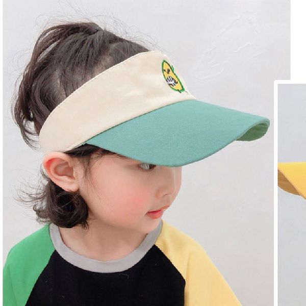 

wide brim hats 2021 summer children cap fruit strawberry pineapple male and female baby empty sun hat, Blue;gray