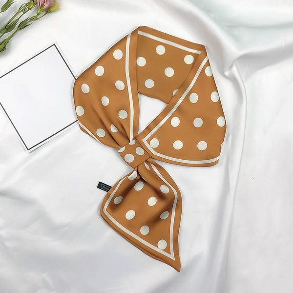 

scarves small silk scarf with buckle all-match for women print handle ribbons fashion long skinny, Blue;gray