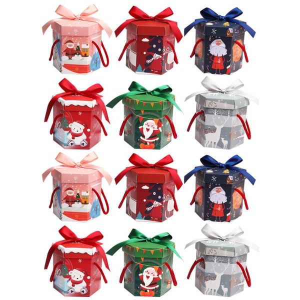 

gift wrap 12pcs christmas box hexagon paper packaging candy container random style