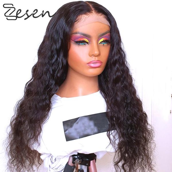 

synthetic wigs zesen ombre blonde natural wave wig heat resistant lace front transparent 13x4 with baby hair, Black