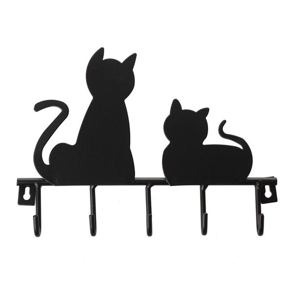 

robe hooks fashion black cat design metal iron wall door mounted rustic clothes coat hat key hanging decorative hanger