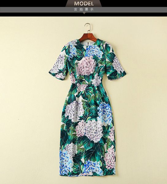 

short sleeve dress runway spring summer new women's party fashion boho beach vintage elegant chic green print dresses, Black;gray