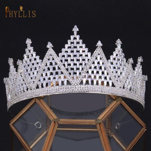 

hair clips & barrettes a372 full cubic zirconia wedding crown bridal tiaras pageant jewelry party headpieces for women fit with dress, Golden;silver