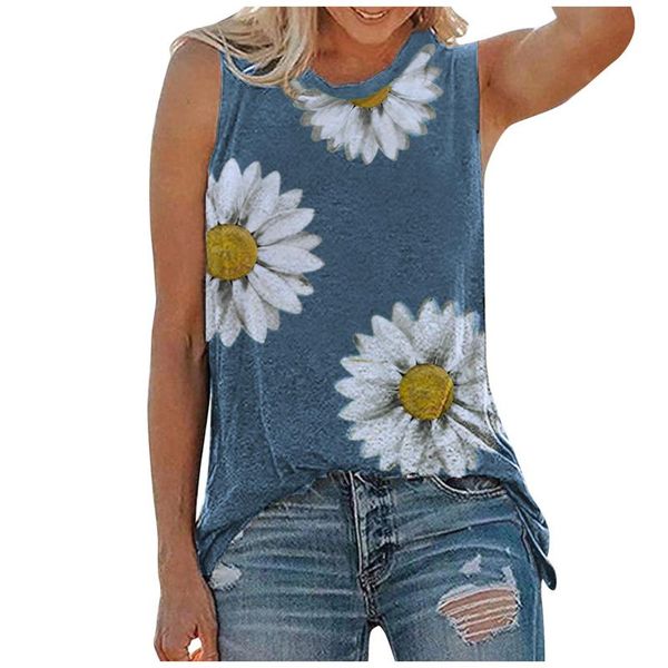 

Sleeveless Loose Boho Beach T Shirt Women Summer Tops O-neck Daisy Print Tank T-Shirts Graphic Blouse Tee Shirts#2 Maternity Dresses, Custom