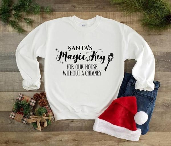 

santa's magic key for our house without a chimney sweatshirt christmas fashion fall sweats cotton outfits pollovers women's hood, Black