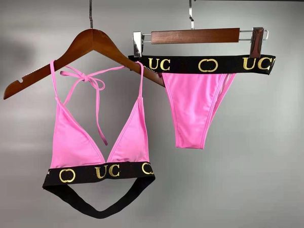 

bikini brazilian 2021 women swimwear letter print two pieces swimsuit splicing female bather bathing suit swim femme one-piece suits