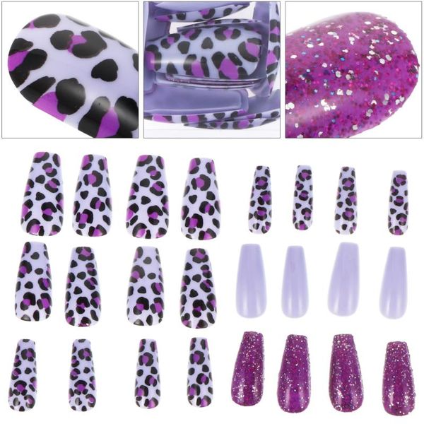 

stickers & decals 24pcs girls long press on nails full cover ballerina artificial false, Black