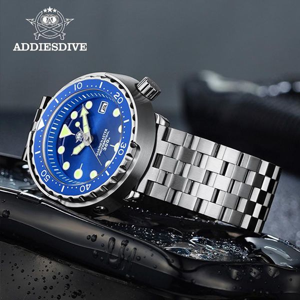 

wristwatches addies dive men's automatic watch nh35a sapphire crystal ceramic bezel bgw9 luminous 30bar steel tuna diver men watches, Slivery;brown