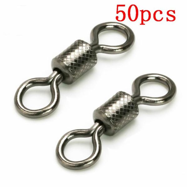 

50pcs/pack 1#/3#/8# ball bearing fishing swivel with safety snap solid rings rolling connector hooks