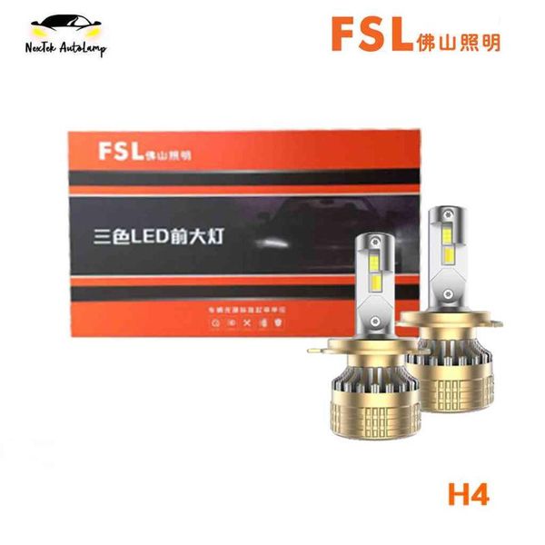 

car headlights fsl tricolor led headlight h4 3000k 4300k 6000k high beam low light far and integrated [smart three colors]