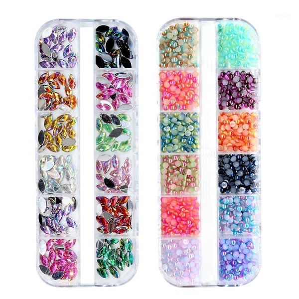 

grid 3d diy glitter nail art rhinestone sequins decoration manicure tips1
