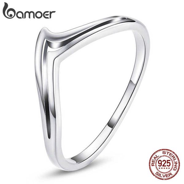 

bamoer authentic 100% 925 sterling silver geometric simple finger rings for women wedding engagement jewelry gift s925 scr378 p0818