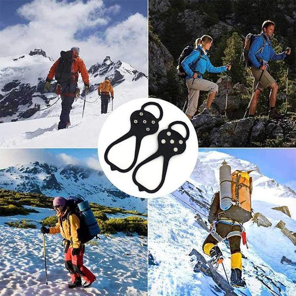 

cords, slings and webbing 5 teeth ice gripper for shoes men crampons spike grips cleats snow studs non-slip climbing hiking cover #t1p