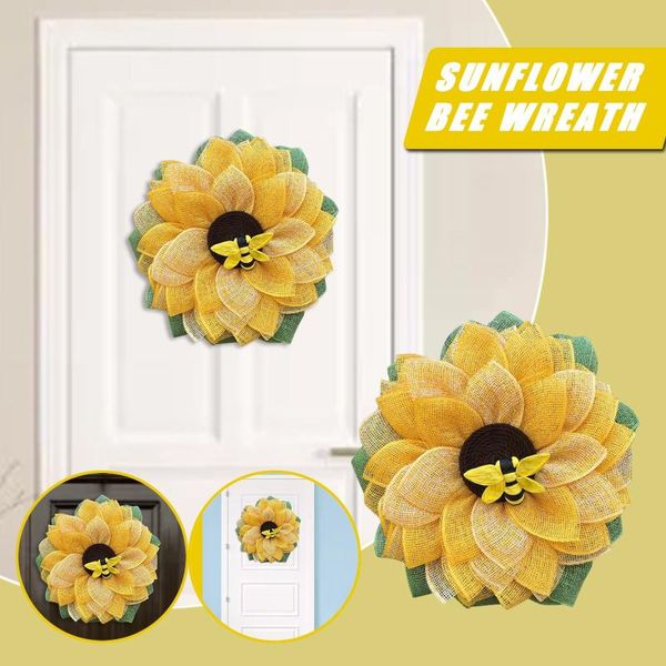 

decorative flowers & wreaths leaf bee sunflowerwreath artificial wreath door decoration simulation garland hanging pendants wedding wall