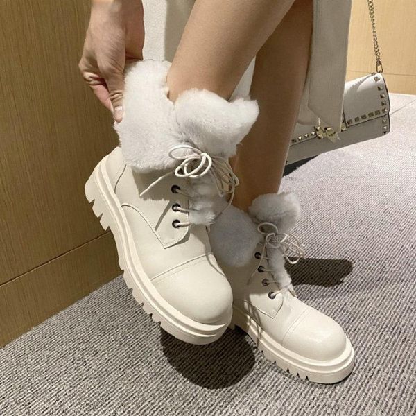 

boots zawsthia big size 34-43 for cold weather winter real genuine natural leather platform women warm shoes wool fur snow woman, Black