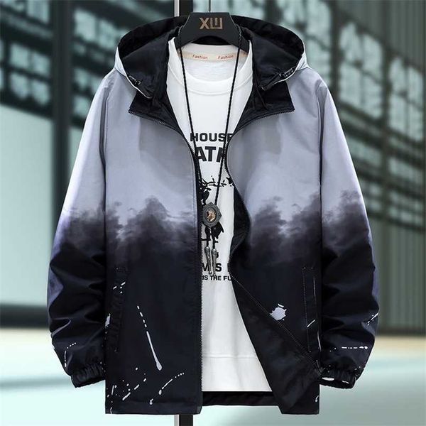 

casual men jacket on both sides gradient hooded autumn jackets and streetwear men's clothing plus size 7xl 211217, Black;brown