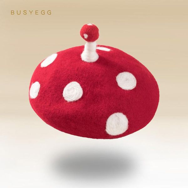 

caps & hats children mushroom red dots beret cap girl warm thick bonnet kids gift for women wool hat toddler panama headwear, Yellow