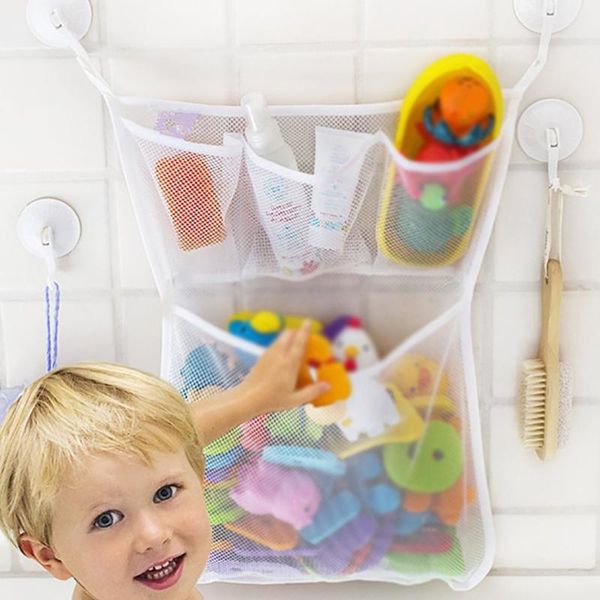 

wall hanging storage bag organizer container bath toy net mesh bathroom holder sundries home boxes & bins