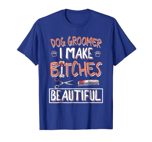 

floral dog groomer t-shirt dog pet grooming gift shirt, White;black