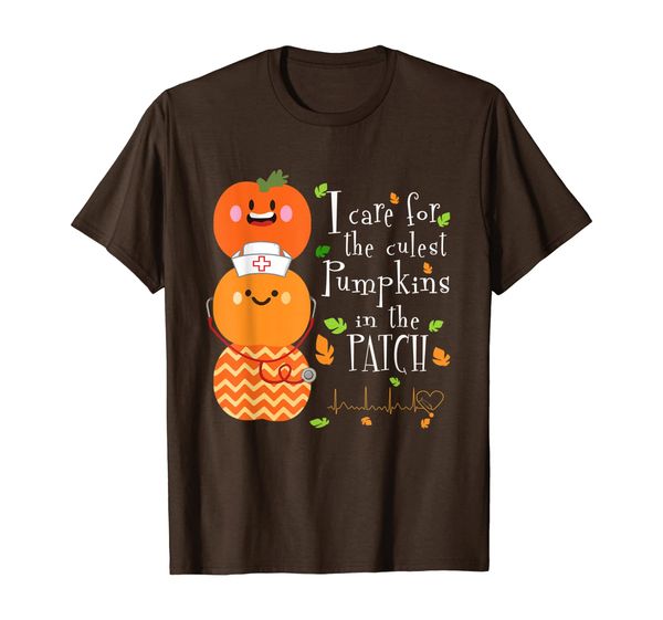 

i care for the cutest pumpkins in the patch nurse t shirt, White;black