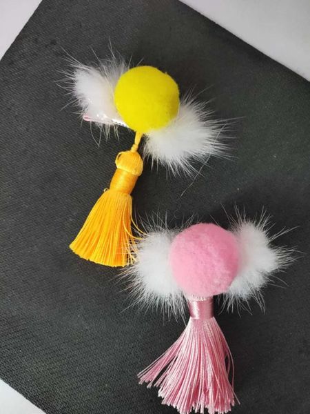 

dog apparel 2021 hairpin pet cats tassel hair clip child grooming clips accessories ball 2pcs