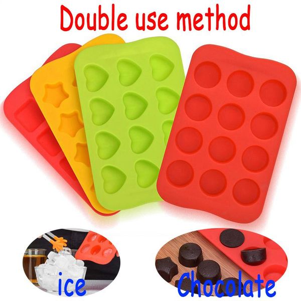 

baking moulds 12 grid silicone chocolate mold tray creative star/heart/round/square shaped ice cube cake decoration