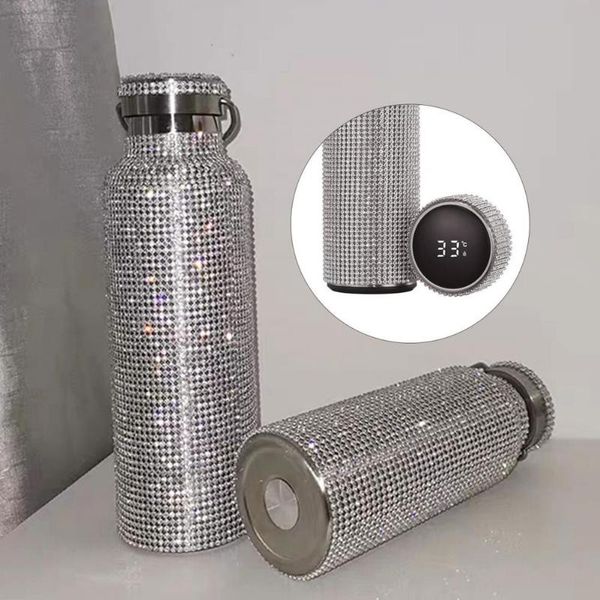 

water bottles insulated rhinestone vacuum cup stainless steel flask bottle drinking kettle outdoor camping coffee milk