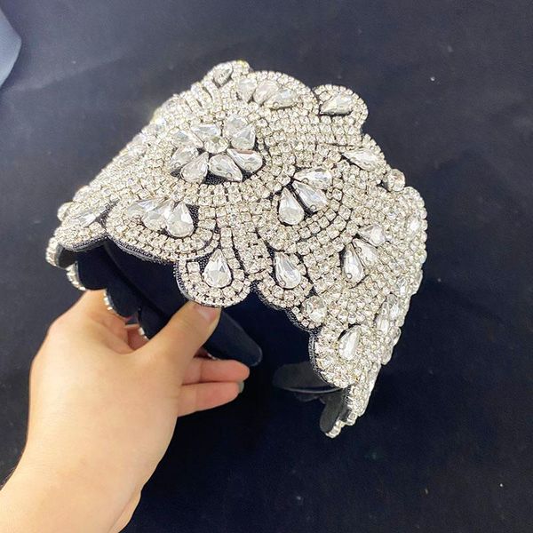 

hair clips & barrettes baroque width 10cm fashion wedding headband rhinestones for women accessories silver color jewelry prom gift, Golden;silver