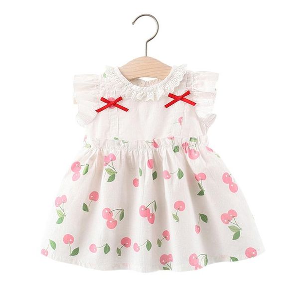 

girl's dresses baywell baby dress infant born girls temperament lace bow cherry princess clothes 0-3y, Red;yellow