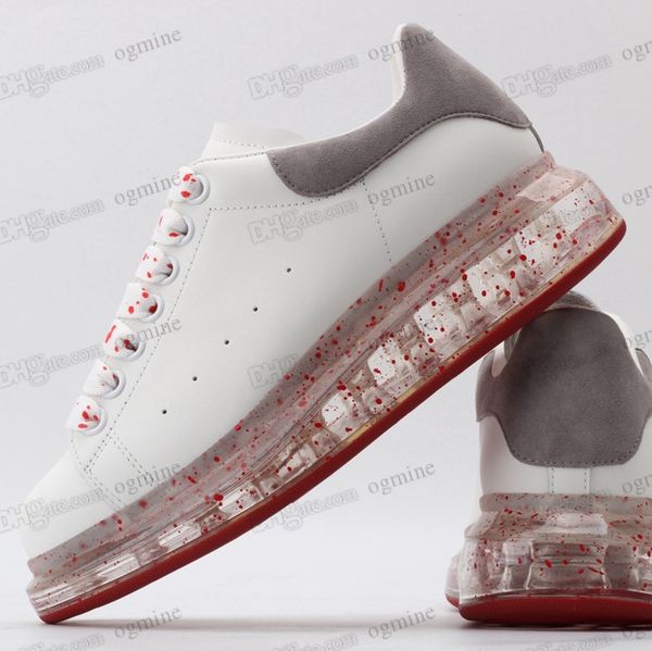 

[with box] fashion men shoe women leather lace up platform oversized sole sneakers white black mens womens velvet suede casual shoes 35-46 w