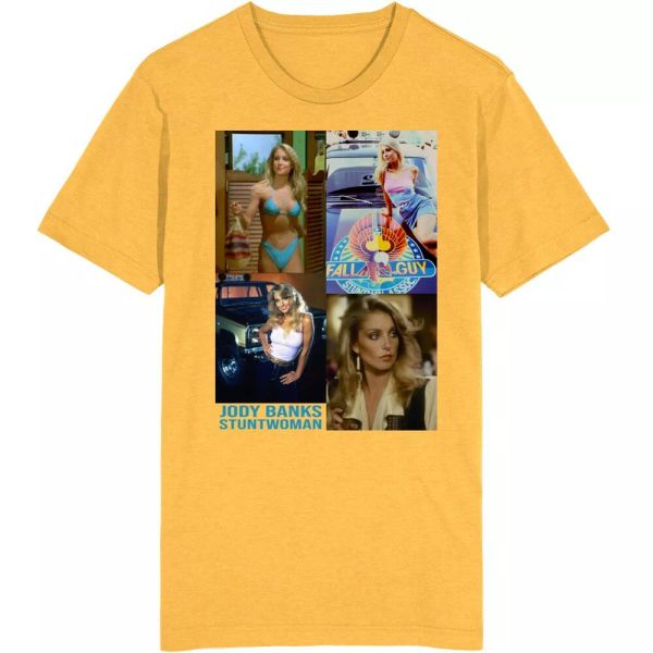 

jody banks stuntwoman fall guy heather thomas t shirt, White;black