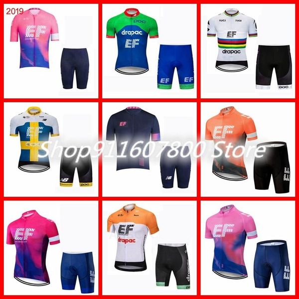 

education first team mens cycling short sleeve jersey 3d pad shorts sets breathable bicycle outfits outdoor sports uniform racing, Black;blue