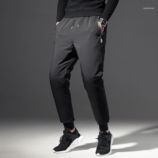 

winter 2021 down trousers men's thickened warm duck pants versatile casual mid waist wholesale1, Black