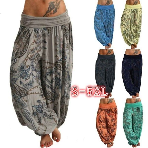 

summer digital printing long wide leg pants casual, Black;white