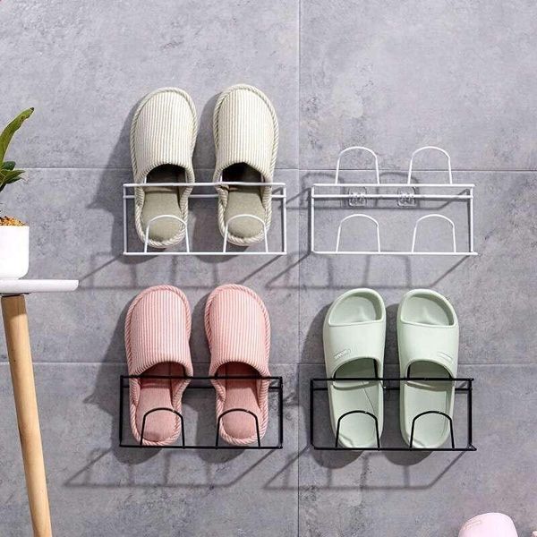 

clothing & wardrobe storage wall mount shoe rack double-layer shoes organizers hanger metal slippers shelf holder save space