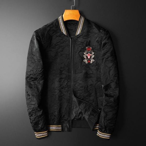 

men's jackets 2021 bee embroidery man luxury zipper autumn casual winter mens coats fashion slim fit royal male plus size 5xl, Black;brown