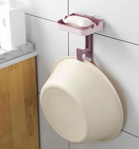 

soap dishes 1 pcs creative box wall-mounted suction cup punch drain rack simple dish for bathroom toilet