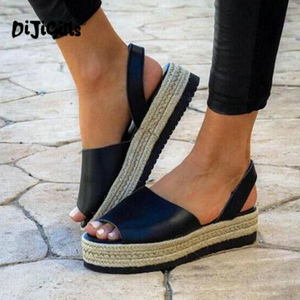 

dress shoes women platform sandals 2021 woven flat roman summer beach casual ladies drop, Black