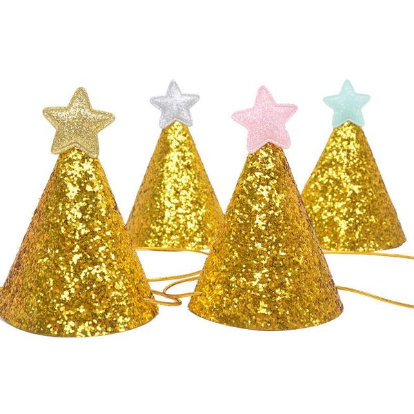 

party hats hat shiny golden mini star birthday bright gold powder children wholesale