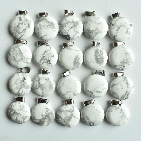 

natural stone charms round howlite pendant turquoise pendants chakras gem stone fit diy earrings necklace making assorted, Bronze;silver
