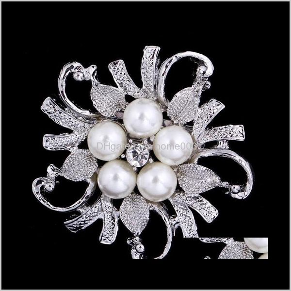 Jóias de jóias Sier/ Tom Dourado Clear Strass Crystal Flors Girls Cor Moda Pearl Broche de Casamento Bouquet Pins