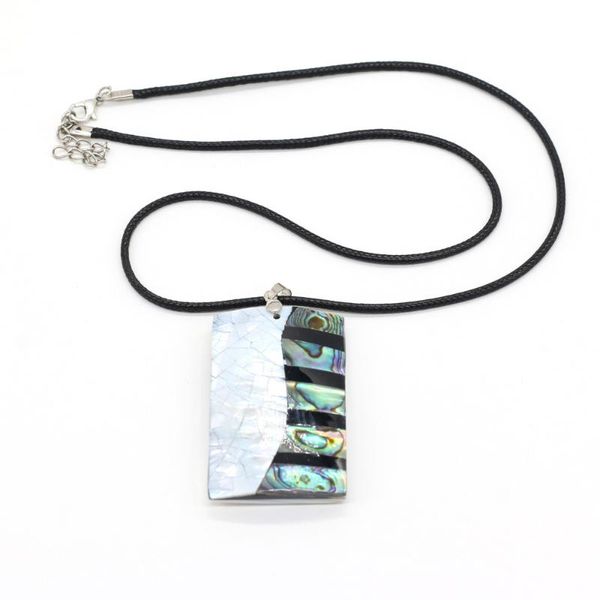 

chains natural abalone shell necklace with rope length 55+5cm exquisite rectangle shape pendant for ms jewelry gift 34x54mm, Silver