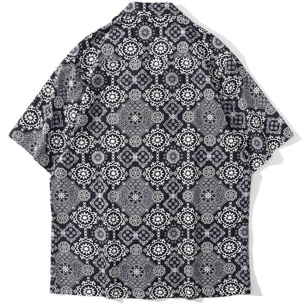 

men's casual shirts aolamegs retro paisley male shirts printed casual baggy bermuda beach shorts japanese short sleeve harajuku all the, White;black