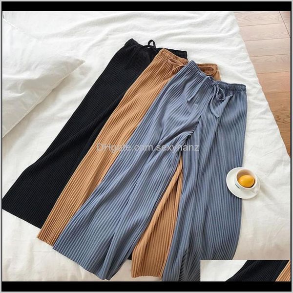 

& capris clothing apparel drop delivery 2021 summer high waist wide leg womens casual loose higt street women pants 46hcx, Black;white
