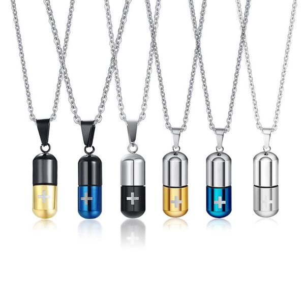 

chains hollow necklace for men women cross engraved cremation urn pendant perfume holder ashes vial keepsake memorial jewelry, Silver