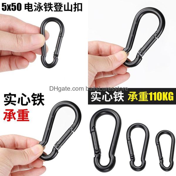 

carabiners keychains baitsluresstore 5x50 pure black iron electrophoresis outdoor hiking stamps hanging buckle connection ring spring jlloeh