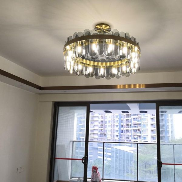 

chandeliers modern chandelier lighting for living room round smoky gray/white glass hanging lamp bedroom dining light fixtures
