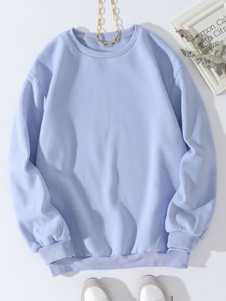 

solid drop shoulder thermal lined sweatshirt d8za#, White;black