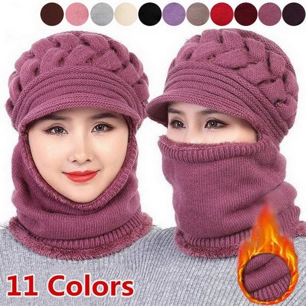 

beanie/skull caps coral fleece winter hat beanies women's scarf warm breathable wool knitted for women double layers protection, Blue;gray
