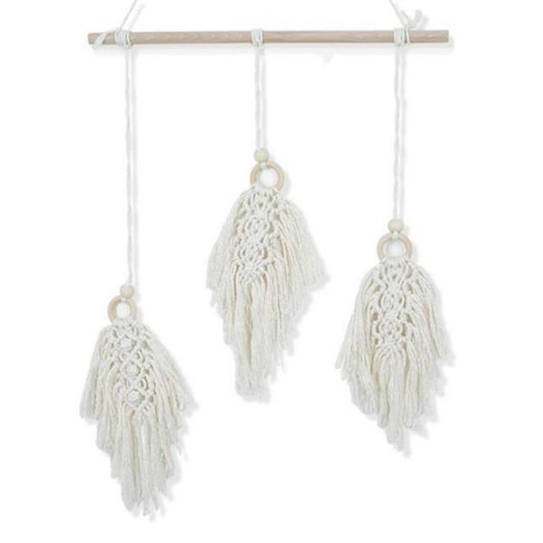 

cat beds & furniture macrame wall hanging feather leaf tassels decoration cotton thread ornaments bohemian apartment decorations